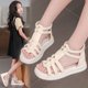 thumbnail image 5 of Sandalias de verano para niñas, estilo grande, con suela suave y punta abierta, zapatos de princesa para niñas pequeñas, zapatos romanos para bebés y niños, 5 of 6