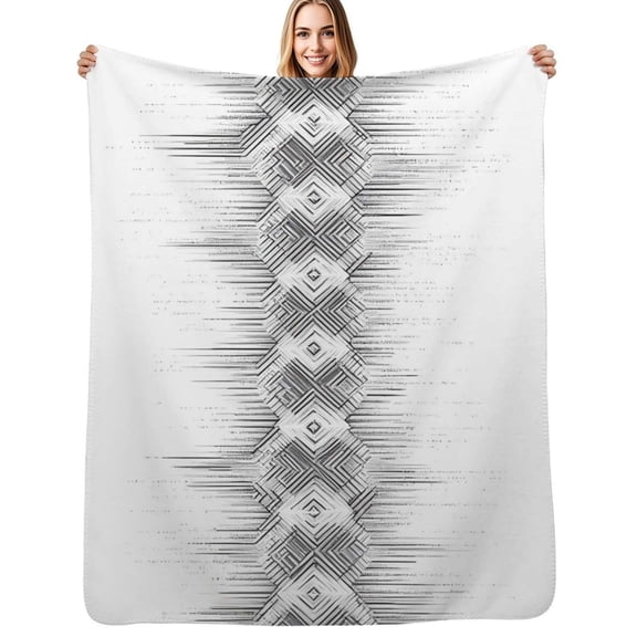 Abstract geometric grayscale pattern Flannel Blanket Warm Soft Bedding Throws Winter Camping Chair Sofa Bed