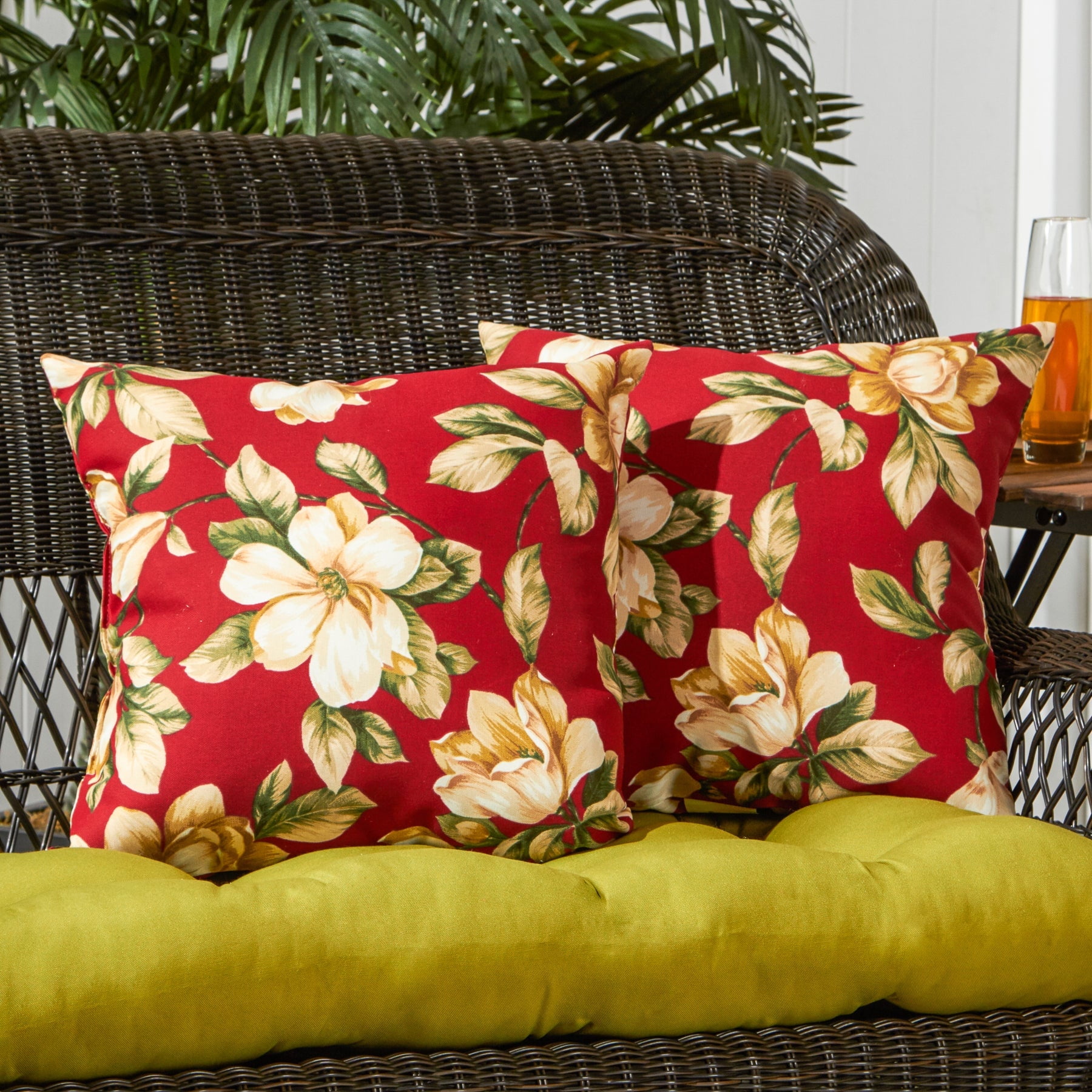 Greendale Home Fashions 17'' x 17'' Reversible Outdoor Throw Pillow, Set of 2, Roma Floral