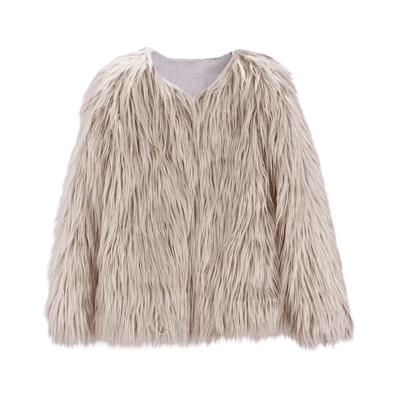 Kid Girls Fau𝐱 Fu𝐫 Jacket Cozy Fleece Lined Open Front Dress Coat Toddler Fuzzy Furry Wedding Coat Solid Thick Winter Clothes