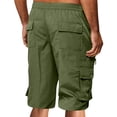 thumbnail image 5 of Resicozy Mens Cargo Shorts Lightweight Elastic Waist Knee Length Bermuda Shorts with Pockets Summer Short Cargo Pants Army Green L, 5 of 7