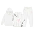 thumbnail image 3 of oqasdz Girls Sweatsuit Stylish Floral Print Long Sleeve Hooded Sweatshirts and Pants Cozy Soft Casual Fashion Streetwear Outfits for Toddler and Kids, 3 of 4