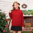 thumbnail image 4 of Fdrone Teen Girls Oversized Cable Knit Sweater Solid Color Long Sleeve Crew Neck Vintage Sweater Cozy Pullover Fall Winter Warm Fuzzy Sweatshirt, 4 of 7