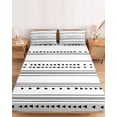 thumbnail image 2 of Twin Sze Fitted Sheet Set - Boho Black White Modern Stripes 2 Piece Bedding Sets 16" Deep Pocket Fitted Sheet with 1 Pillowcase, Farmhouse Abstract Art Brushed Microfiber Hotel Luxury Bed Sheets, 2 of 9