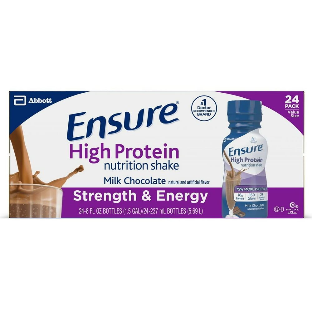 Product of Ensure High Protein Milk Chocolate Nutrition Shake, 24 pk./8