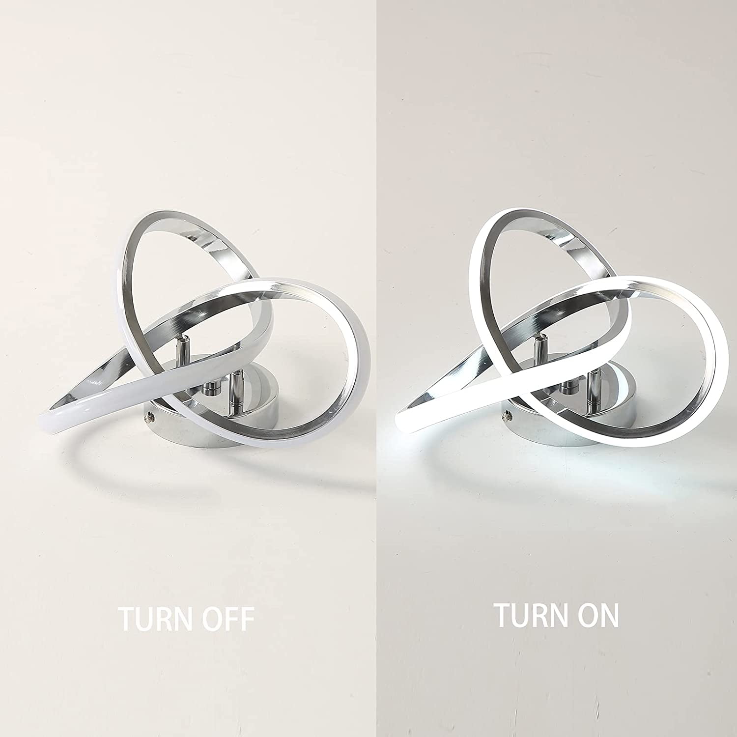 ADISUN Modern LED Ceiling Light Fixtures, Flush Mount Ceiling Lighting, Creative Lamp Cool White 6000K Bulbs Included, Chrome