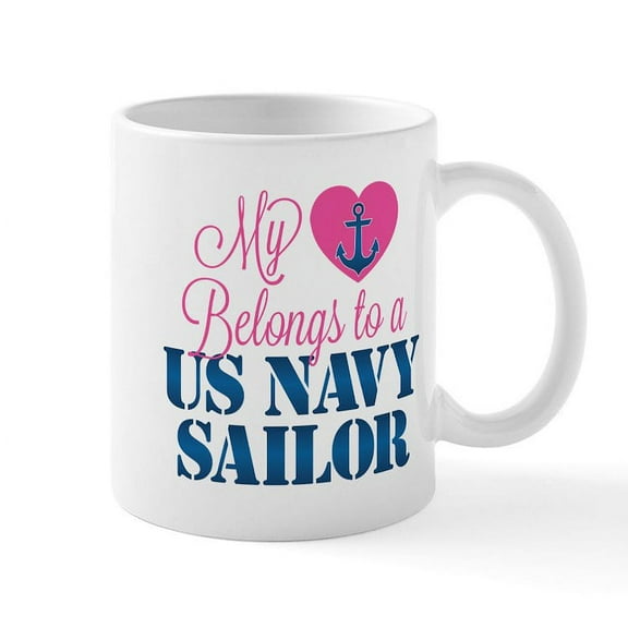 CafePress - Heart Navy Sailor Mug - 11 oz Ceramic Mug - Novelty Coffee Tea Cup