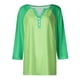 thumbnail image 5 of Fiudx Ofertas de La Semana Blusas Estampadas con Bloques de Color Informales para Mujer, Top con Cuello En V y Botones, Manga 3/4, Hombro a Manga, 5 of 5