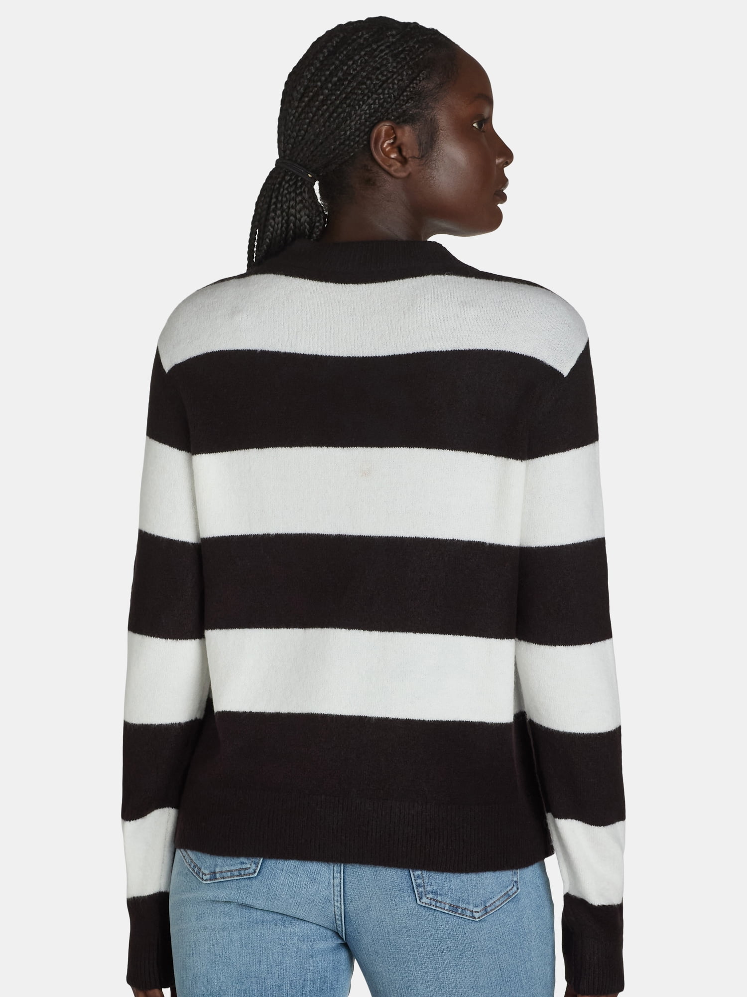 99 Jane Street Women’s and Women's Plus Striped Sweater with Heart Design, Sizes XS-4X