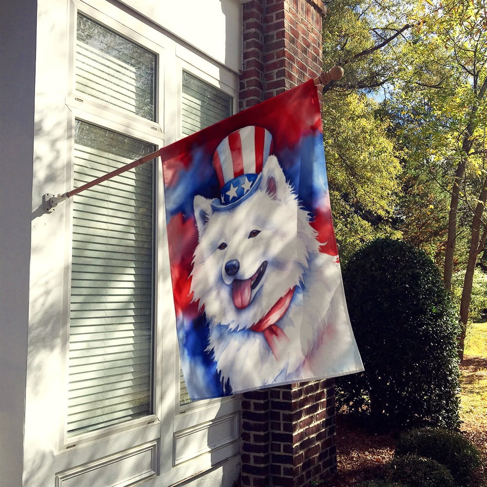 Samoyed Patriotic American House Flag 28 in x 40 in