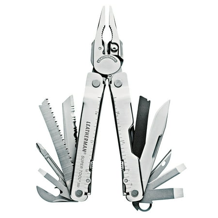 Leatherman - Super Tool 300 Multitool with Premium Replaceable Wire Cutters and Saw  Stainless Steel with Leather Sheath