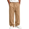 thumbnail image 4 of Rexolia Mens High Waist Brushed Fleece Sweatpants Open Bottom Loose Straight Drawstring Casual Camel S, 4 of 5
