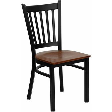 - Flash Furniture HERCULES Series Black Vertical Back Metal Restaurant Chair, Wood Seat, Multiple Colors