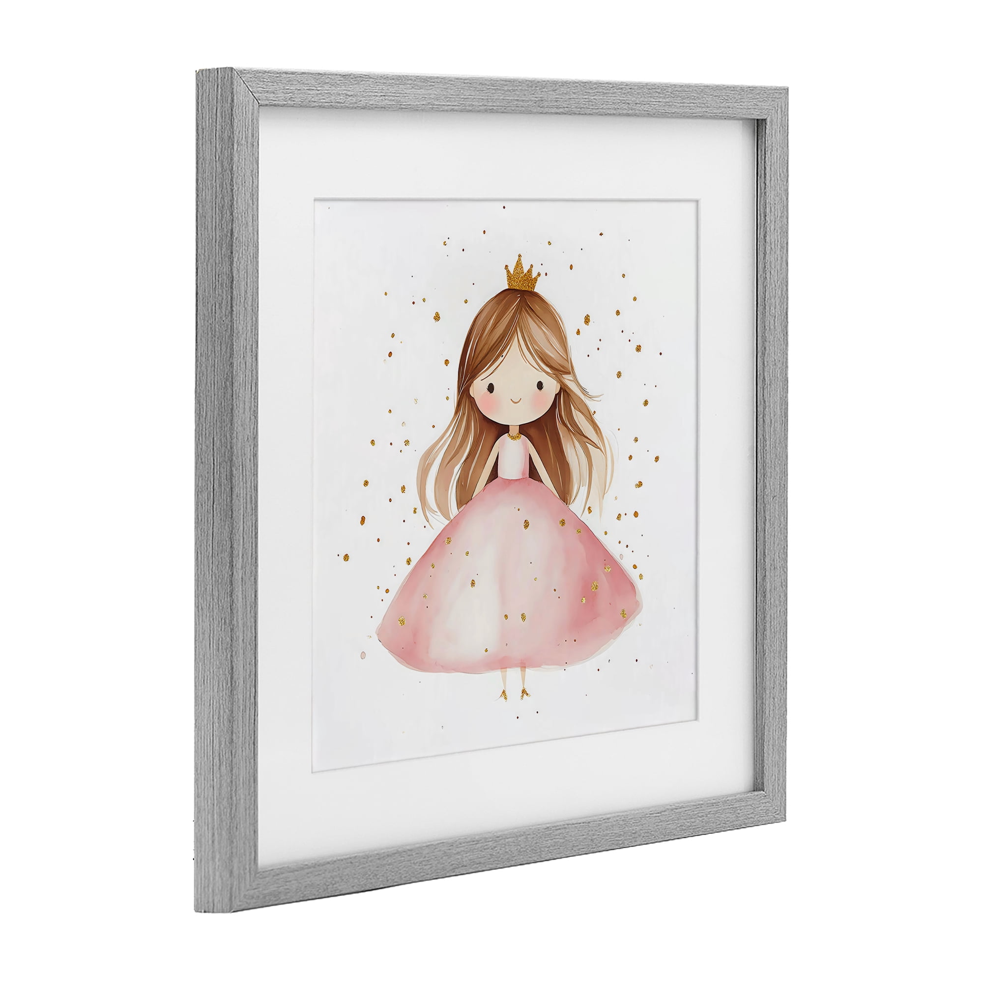 Stupell Industries Little Princess with Pink Gown Gray Framed Print Under Glass, design by Creative Studio