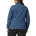 thumbnail image 3 of Unique Bargains Women's Plus Size Long Sleeve Button Front Washed Denim Jacket, 3 of 7
