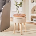 thumbnail image 2 of Mxfurhawa Handwoven Hyacinth Round Ottoman Footstool Natural Seagrass Pouf with Solid Wood Legs Footrest Stool Step Stool for Living Room Balcony Garden Natural Seagrass, 2 of 7