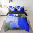 thumbnail image 3 of Manfei Adult Blue Watercoor 7-Piece Bedding Comforter Set, Abstract Ombre King Bedding Sets, Fashion Oil Printing Reversible Bed Sheets, Lightweight Room Decor, 3 of 8