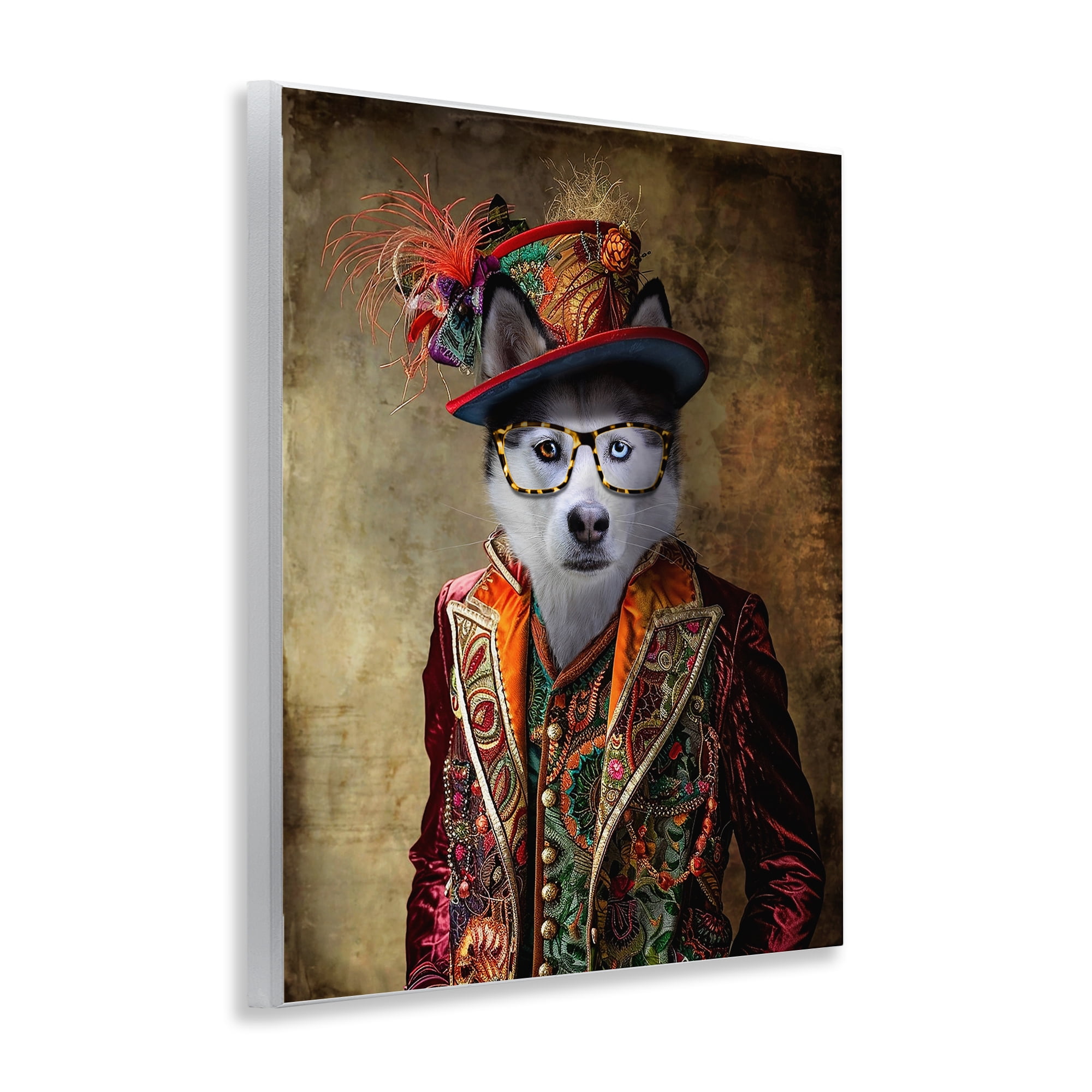 Stupell Industries Husky Dog Eclectic Suit Animals & Insects Painting Unframed Art Print Wall Art, 11 x 14