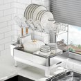 thumbnail image 1 of Dish Drying Rack Stainless Steel Dish Racks for Kitchen Counter Dish Drainers with Automatic Drainage Utensil Holder & Cups Holder Space Saving Kitchen Organizer, 1 of 7