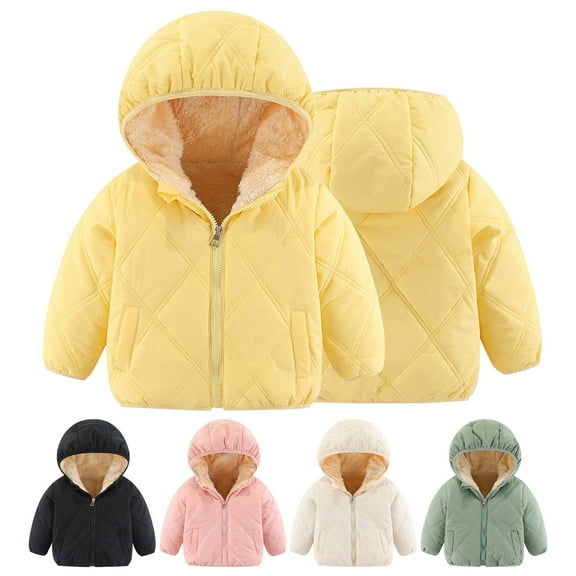 Hicidod Baby Girls Boys Winter Fleece Jackets with Hooded Toddler Warm Thicken Sherpa Lined Down Coat Outdoor Ski Snowsuits
