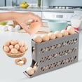 thumbnail image 1 of CRCMURE Food Storage 4 Tiers Egg Rack Auto Sliding For Fridge Eggs Organizer Space Saving Easy To Take Eggs Dispenser 30 Eggs Fridge Eggs Rack Large Capacity, 1 of 4