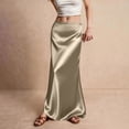 thumbnail image 3 of Women's Satin Fishtail Skirt, Solid Color High Waist Bodycon Midi Skirt, Elegant Slit Party Skirt for Wedding Guest, Evening and Club,Khaki,L, 3 of 6