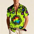 thumbnail image 2 of UVEASISHA St Patrick's Day Beach Shirts for Men Short Sleeve Lapel Collar Button Down Shirt Lucky Shamrock Print Hawaiian Shirts Holiday Casual Green Clover Shirt Green#34 XL, 2 of 9
