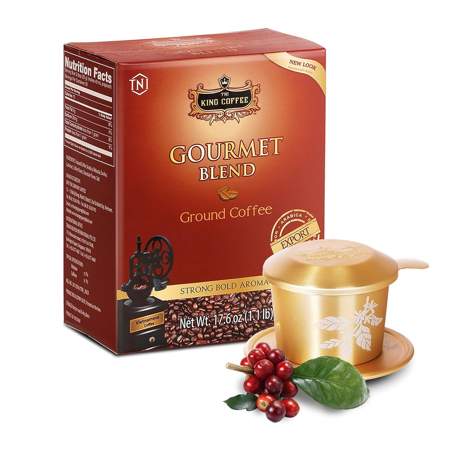 Trung Nguyen Gourmet Blend Ground Coffee, Bold Vietnamese, Chocolate Notes, 17.6oz (2 Packets)