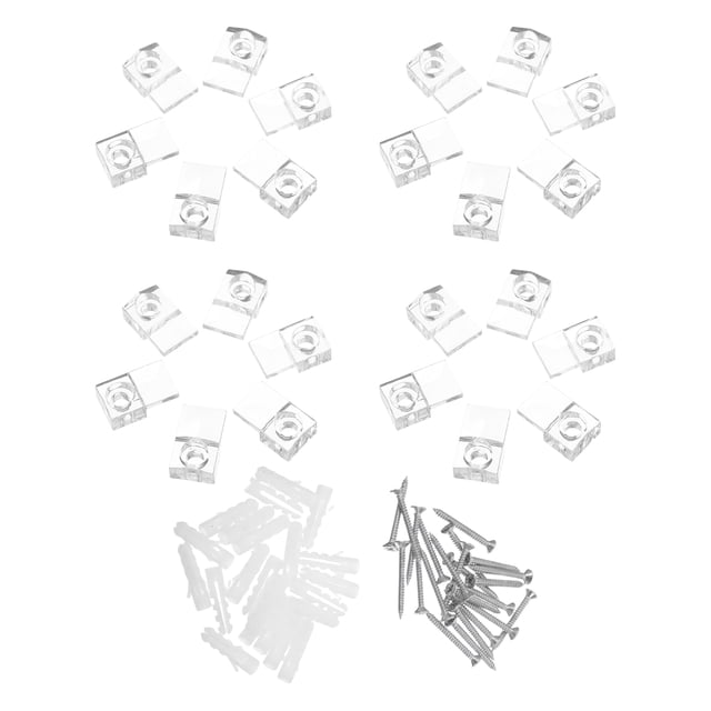FONWILYO 20Sets Mirror Mounting Hardware Kit Clear Plastic Clips for Wardrobe Glass Retainer Fixings