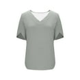 thumbnail image 7 of ClodeEU Womens Summer Short Sleeve Lightweight V Neck T Shirts, Dressy Casual Tunic Clothes Tops Gray,Womens Plus M, 7 of 7
