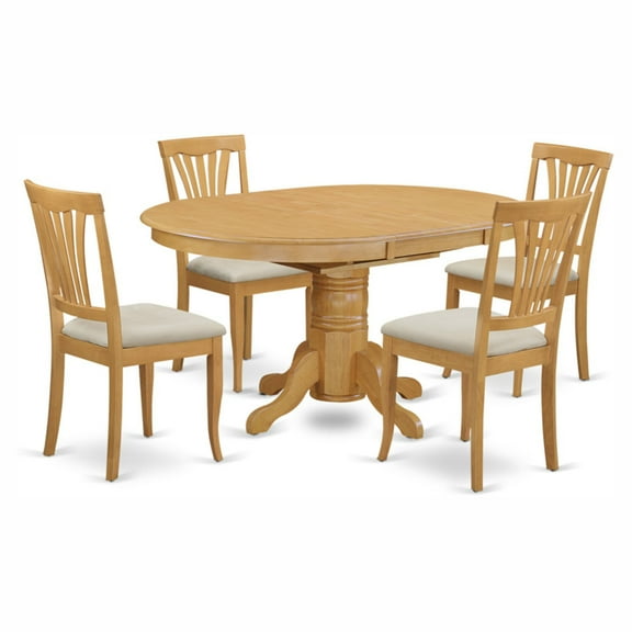 East West Furniture 5-Piece Dining Room Table Set-Finish:Oak,Number of Items:5,Shape:Oval,Style:Microfiber Seat