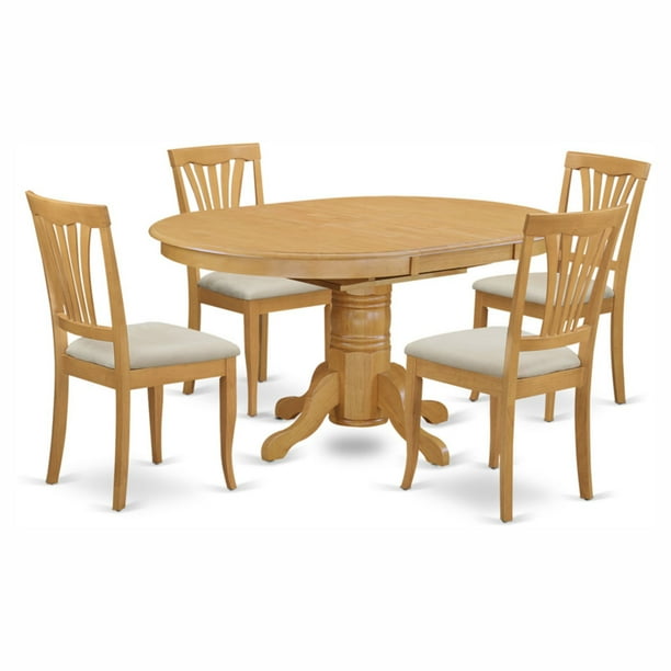 East West Furniture Avon 5 Piece Pedestal Oval Dining Table Set with