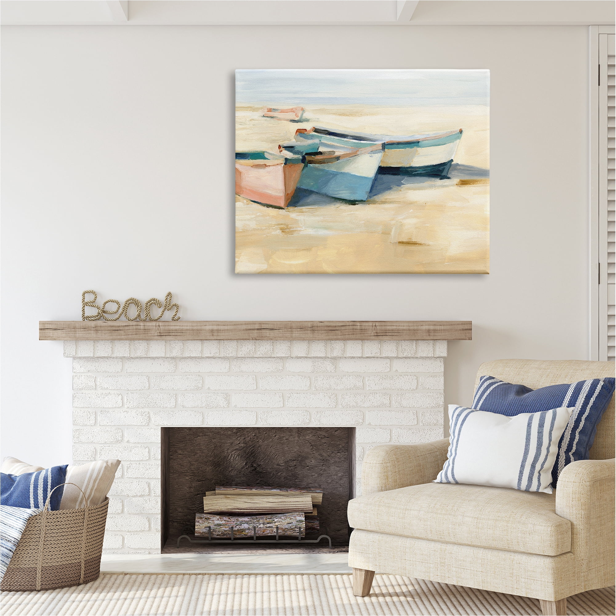 Stupell Industries Docked Boats Painting Transportation Painting Gallery Wrapped Canvas Art Print Wall Art, 48 x 36