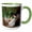 Green/White, variant on 3drose, Chicken and Rooster., 11oz Two-tone Red Mug