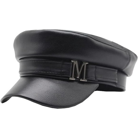 Women Yacht Captain Sailor Hat PU Newsboy Cabbie Baker Boy