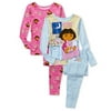 Little Girls' 4-Piece Dora the Explorer Pajama Sets