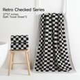 thumbnail image 2 of 2 Piece Large Black and White Bath Towels Set - 27”x55” Highly Absorbent 600GSM Cotton Checkered Towels for Bathroom Decoration, Retro Checkered Design, 2 of 7