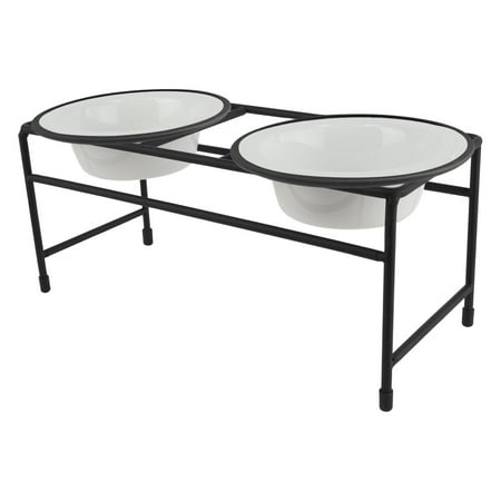 UPC: 0815899015635 | Platinum Pets Dog & Cat Double Diner Feeder with Bowls  Small  Pearl White