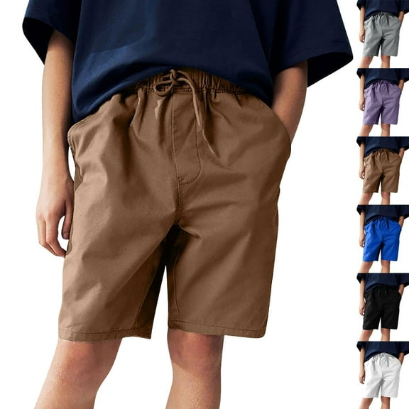 Mwjwdo Boys Shorts Summer Kids Casual Shorts Drawstring Athletic Short Classic Elastic Waist Short Fashion WorkoutShorts Black 110