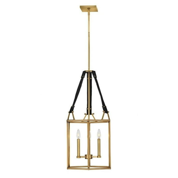 Coastal Modern Farmhouse Three Light Chandelier-Heritage Brass Finish Bailey Street Home 81-Bel-4160156