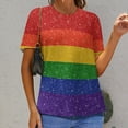thumbnail image 6 of Rainbow Glitter Flag Women's Short Sleeve Tops Casual Blouses T Shirt, 6 of 6