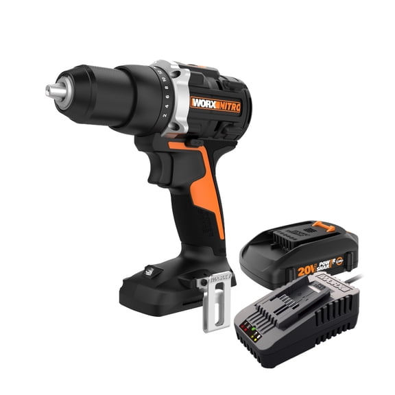 Worx WX102L 20V PowerShare 1/2" Cordless Drill/Driver with Brushless Motor Battery and Charger Included