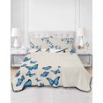 thumbnail image 2 of Quilts Full Size Bedding Set, Blue Butterfly Lightweight Quilted Comforter, Vintage Country Gradient Butterflies Soft Reversible Bedspread Coverlet with Pillow Covers for All Season, 78" x 90", 2 of 7