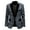 Blue, variant on Men's Plaid Blazer Checkered Suit Jacket Casual Sport Coat Notch Lapel Jacket Two-Button Blazer Polyester Wedding Blazer Sizes M-2XL