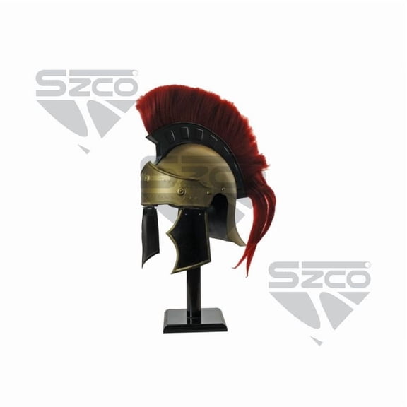 SZCO Roman Centurion Helmet 18 Gauge Carbon Steel Full Size With Stand Red Mohawk Decorative Gladiator Helmet Cosplay Collectible