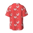 thumbnail image 2 of Xecao offers the Cartoon Rooster for Men's Casual Short-sleeved Shirt, a button-up collared shirt with a pocket, perfect for beach vacations and yacht travel in the Small size., 2 of 7