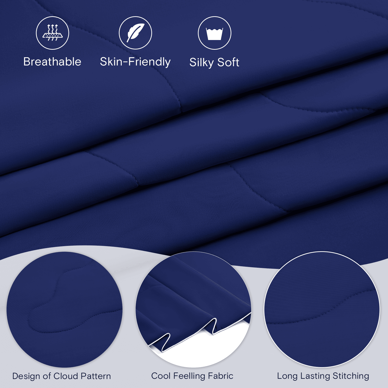LuxClub Ice Cooling Comforters for Bed, Hot Sleepers, Soft Cooling Comforter, Twin, Navy, 66" x 88"