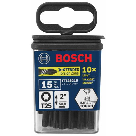 Bosch 15 Pack of Impact Tough 2 Inch Torx #25 Power Bits # ITT25215