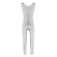 thumbnail image 6 of inhzoy Kids Girls One Piece Ballet Dance Full Body Shiny Metallic Dancewear Silver 7-8, 6 of 9