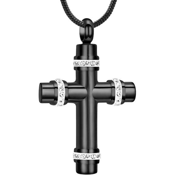 Cross Cremation Urn Necklace for Ashes Crystal Cross Necklace for Men Women Memorial Pendant Keepsake Jewelry for Human or Pet Ashes for Loved One Memorial Gift